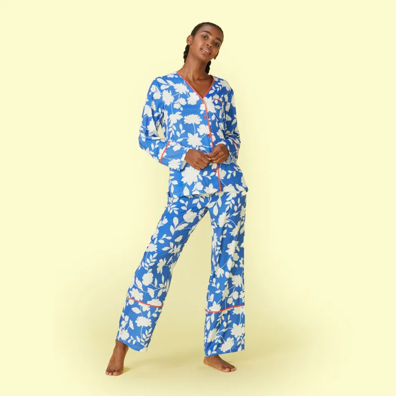 The Cloud 9 Silky Pajama Set - Graphic Floral sold by Summersalt