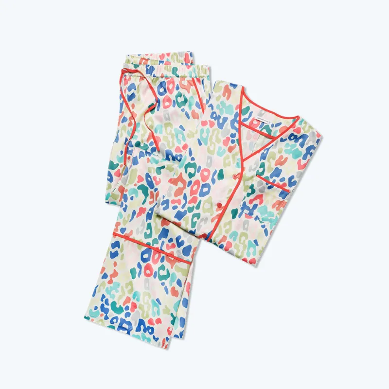 The Cloud 9 Silky Pajama Set - Rainbow Leopard sold by Summersalt