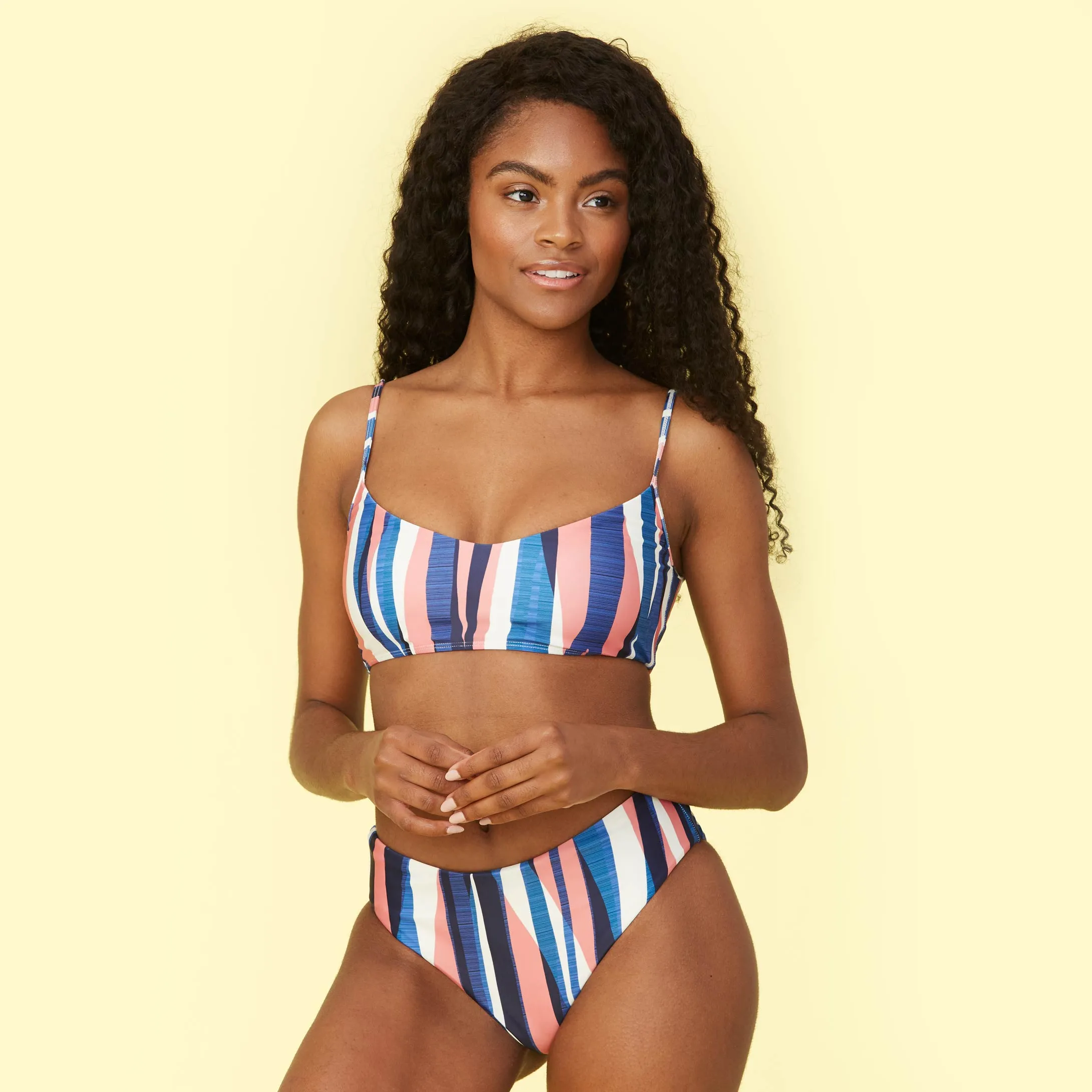 The High Leg Mid Rise Bikini Bottom - Abstract Stripe sold by Summersalt product image thumbnail 2