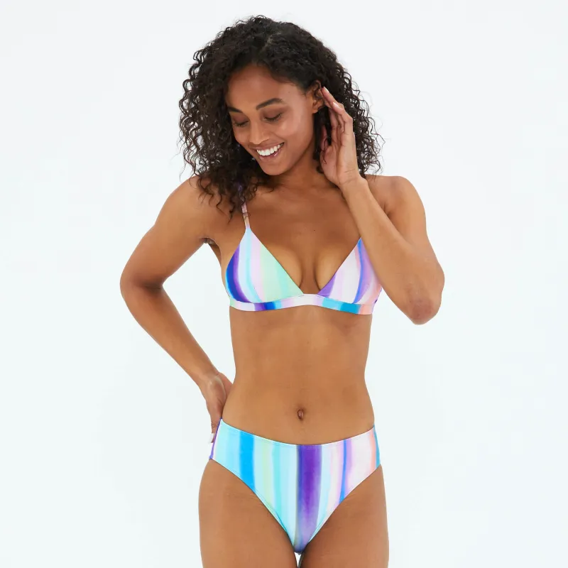 The High Leg Mid Rise Bikini Bottom - Watercolor Tie-Dye sold by Summersalt