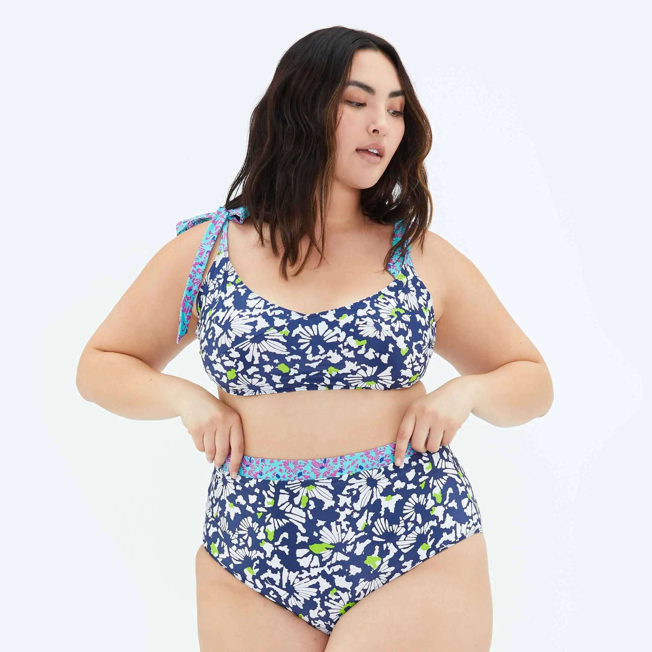 The High Leg High Rise Bottom- Blue Brushstroke sold by Summersalt product image thumbnail 2