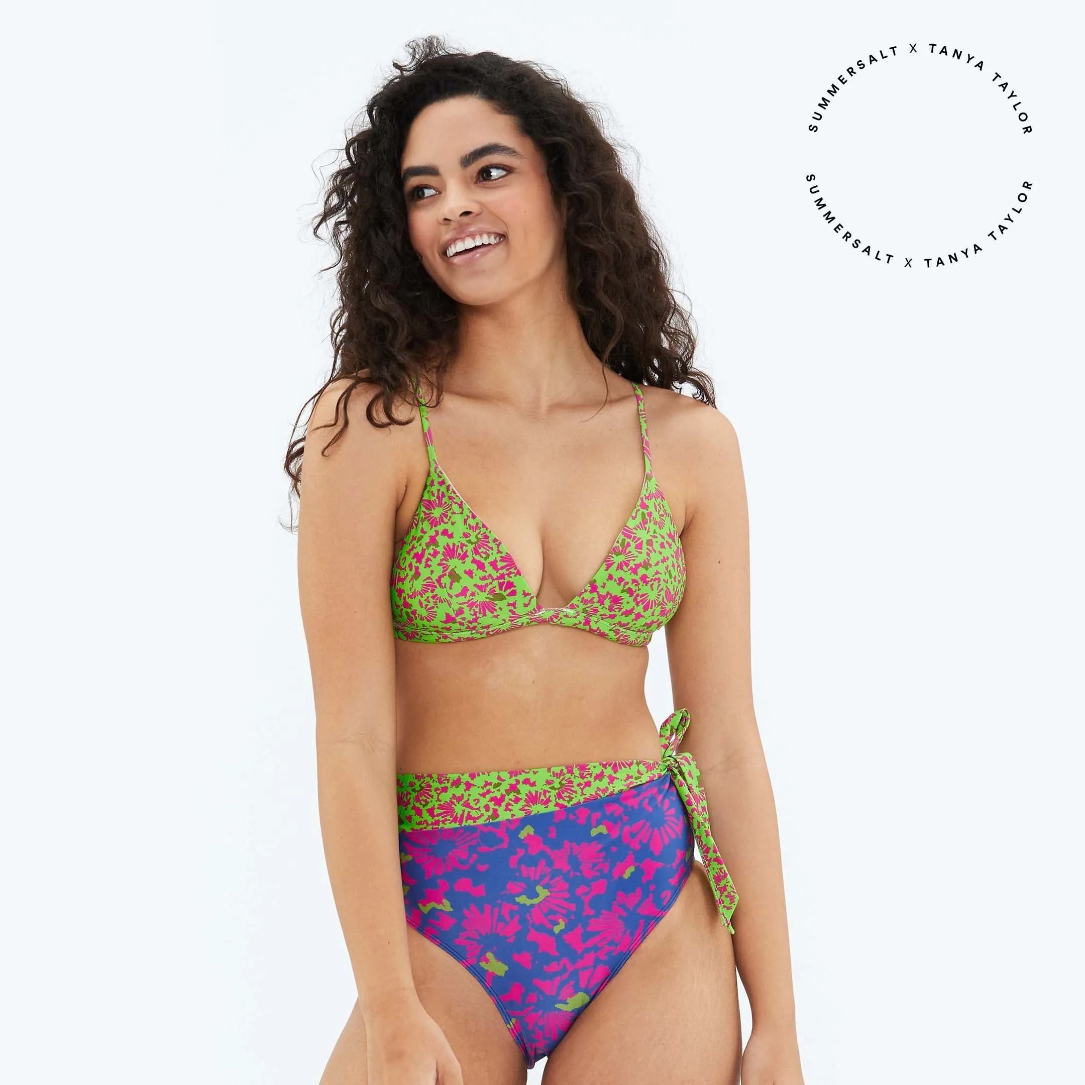 The Triangle Bikini Top - Lime Brushstroke sold by Summersalt