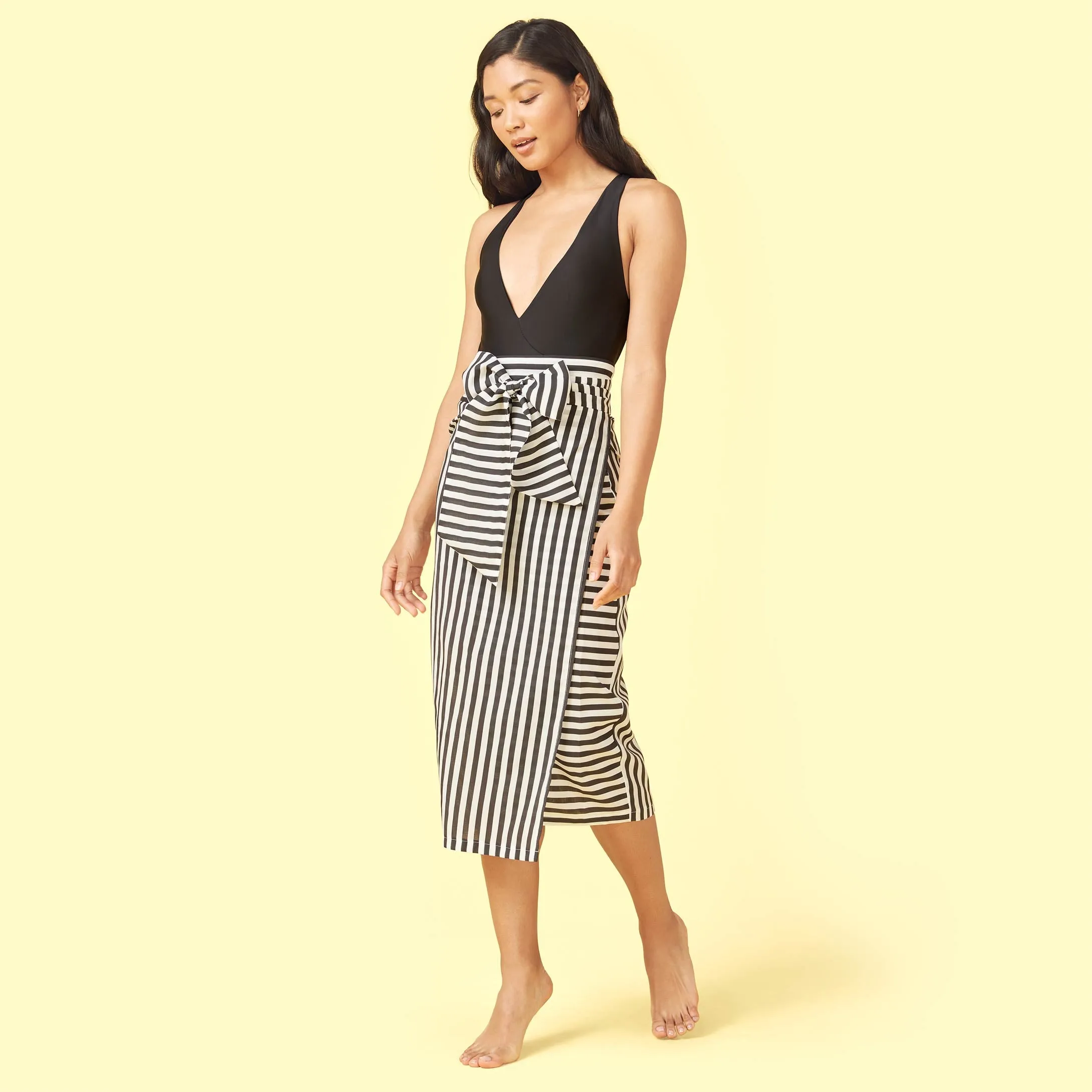 The Easy Breezy Sarong - Sea Urchin & White Sand sold by Summersalt