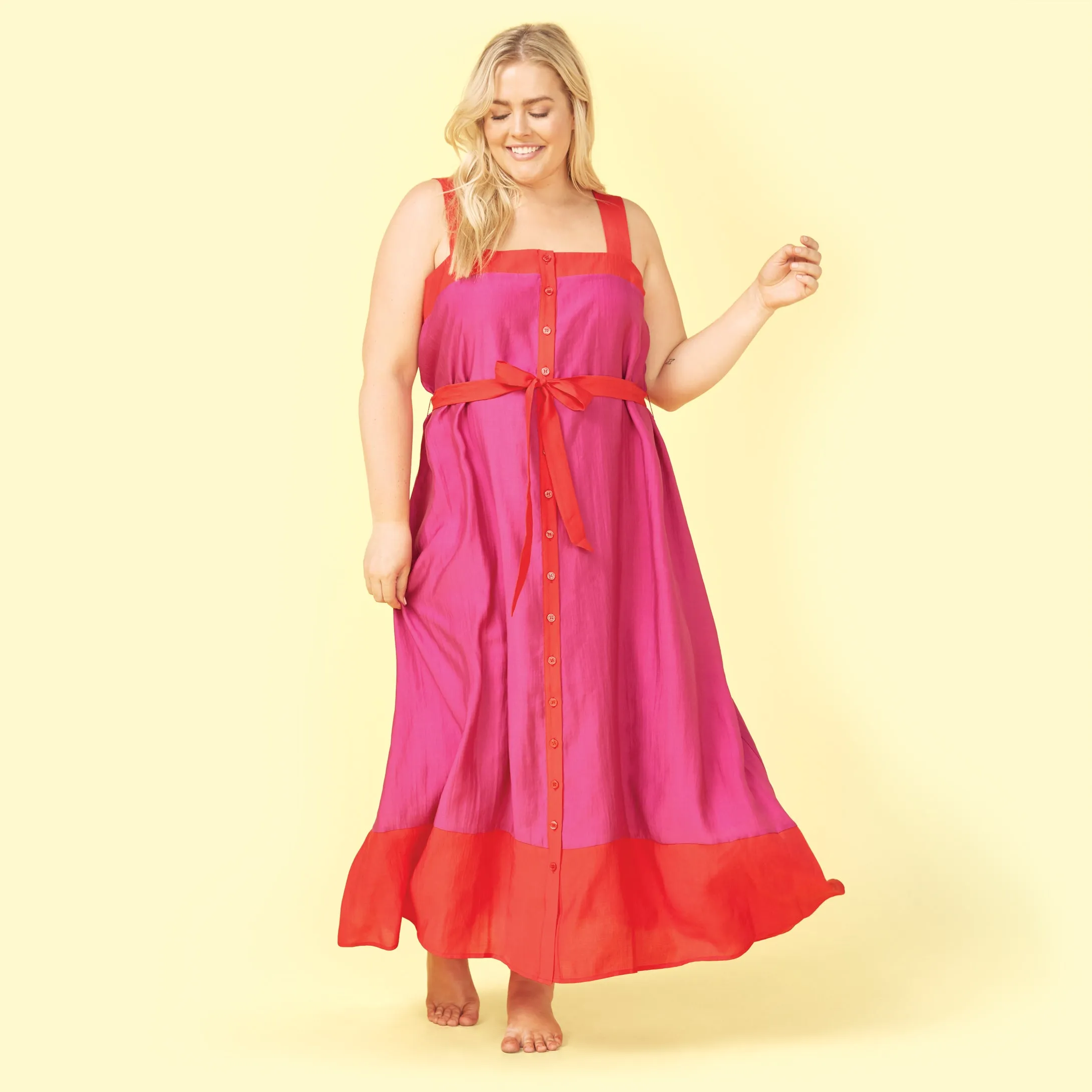 The Globetrotter Maxi Dress - Lava & Hibiscus sold by Summersalt product image thumbnail 3