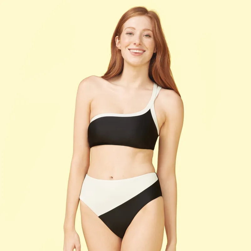 The Diagonal High Leg High Rise - Sea Urchin & White Sand sold by Summersalt