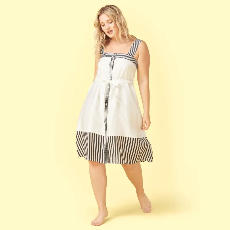 The Globetrotter Dress - Sea Urchin & White Sand made by Summersalt