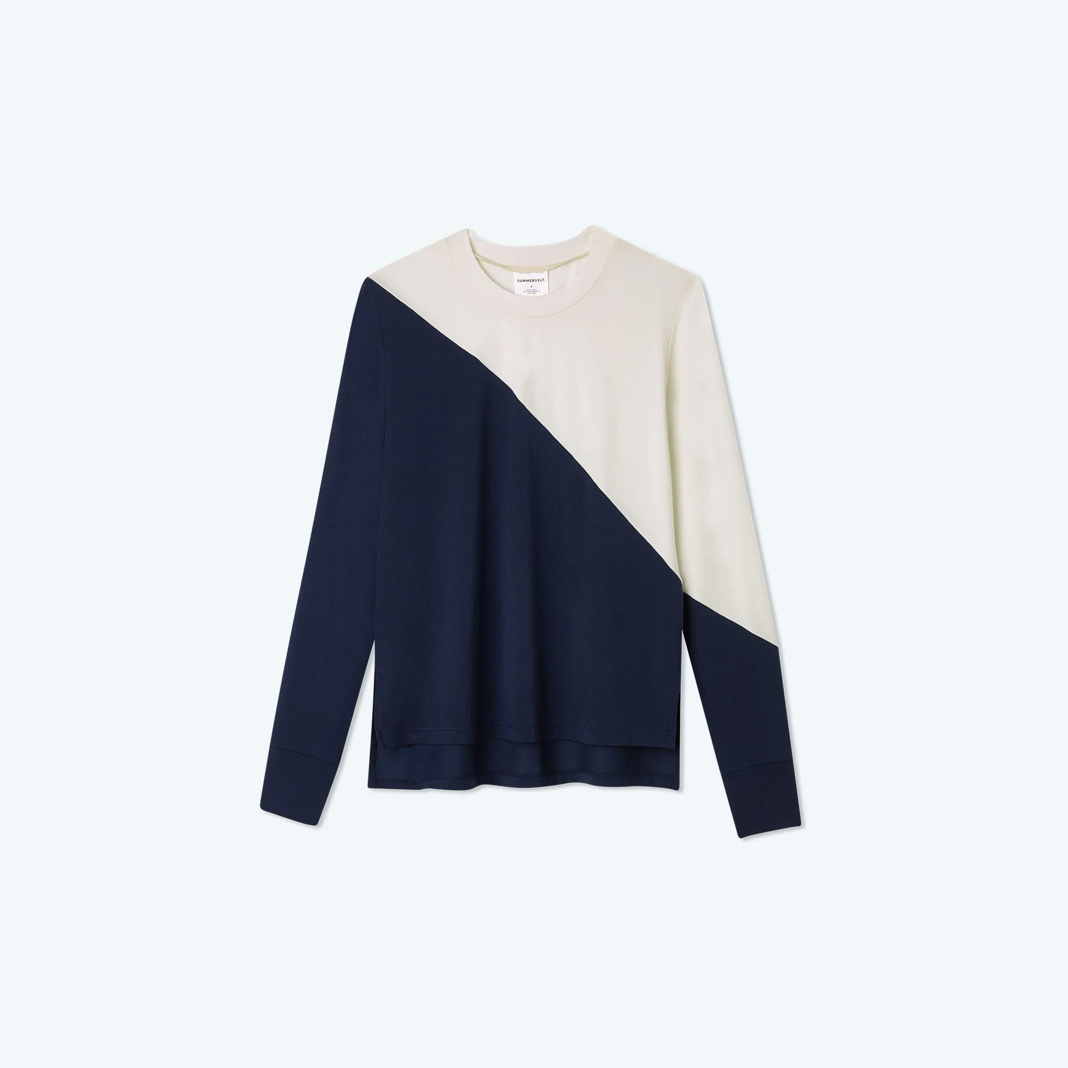 The Softest Tencel Pullover - Deep Sea & White Sand sold by Summersalt