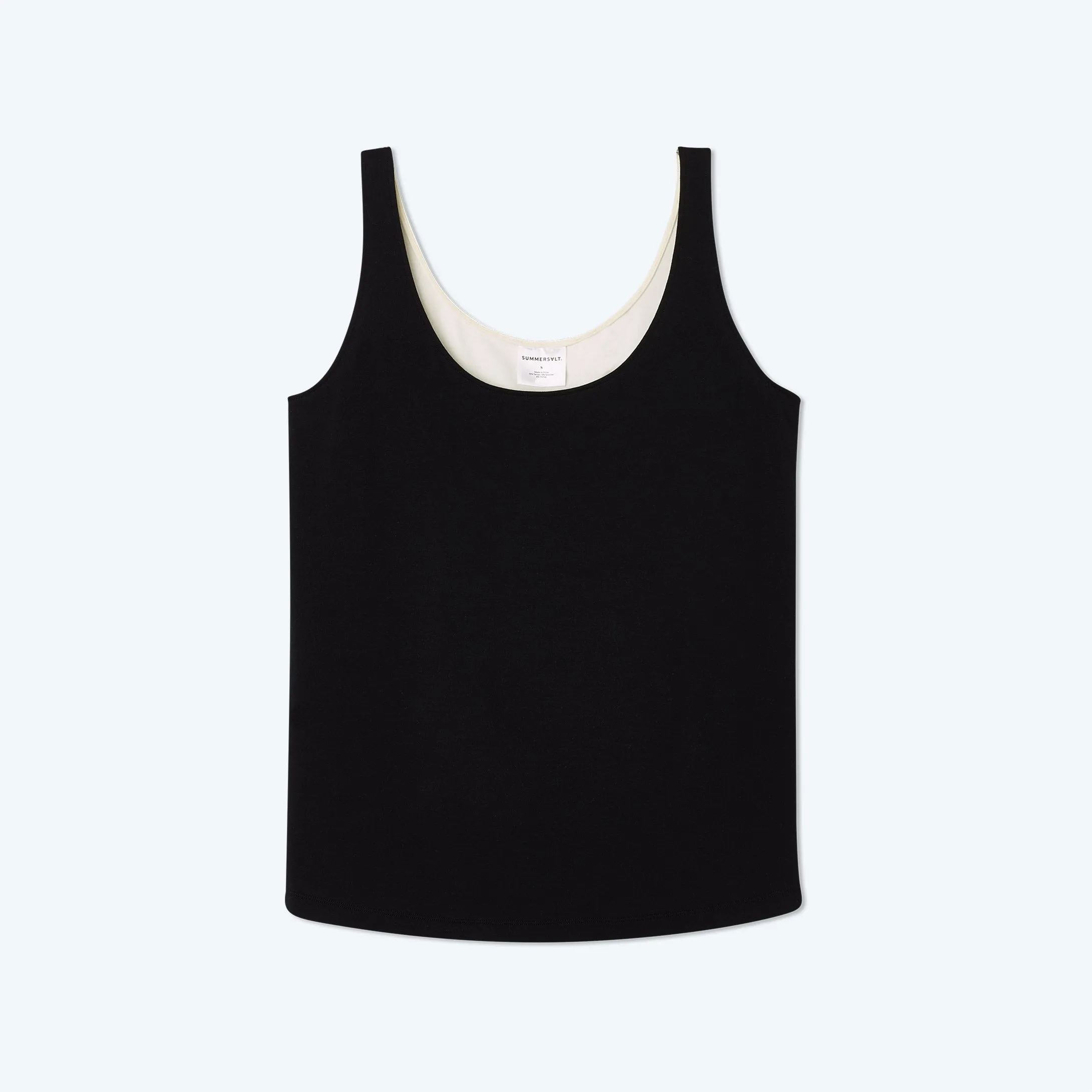 The Softest Tencel Scoop Neck Tank Top - Sea Urchin & White Sand sold by Summersalt