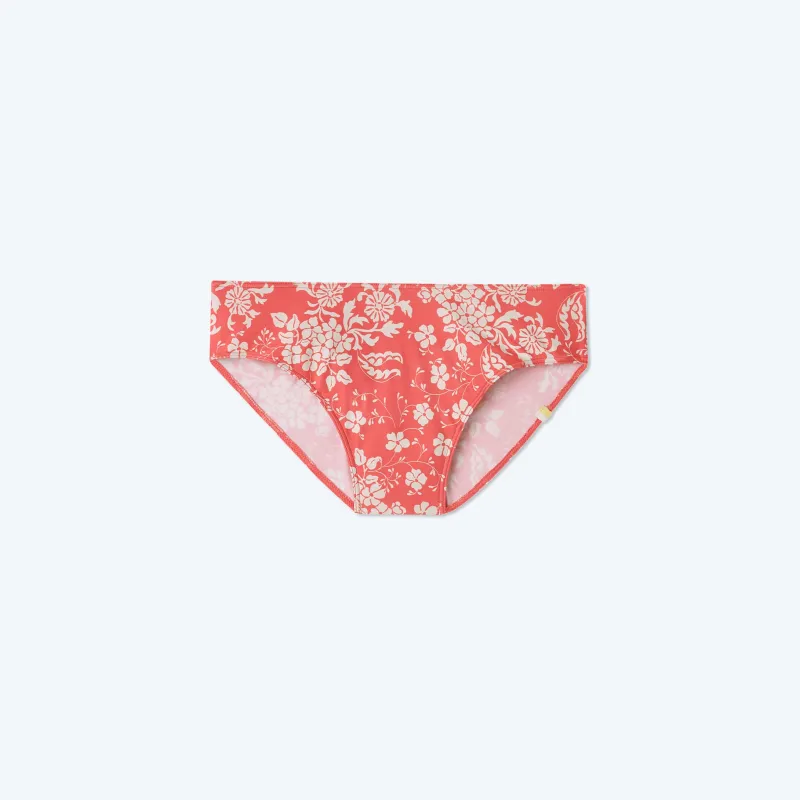 The High Leg Mid Rise Bikini Bottom - Vintage Floral in Coral sold by Summersalt