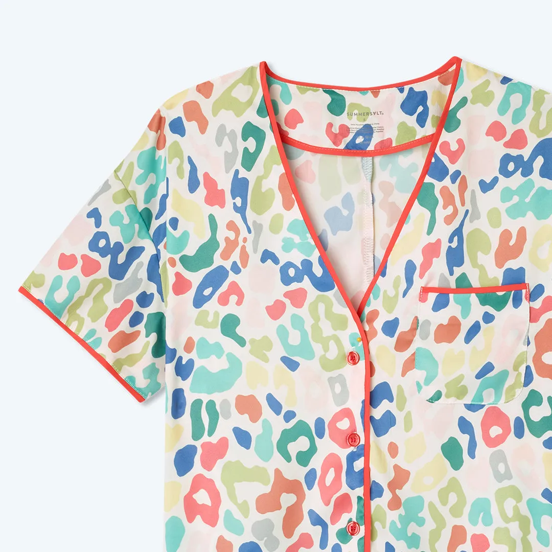 The Cloud 9 Silky Pajama Shorts Set - Rainbow Leopard sold by Summersalt product image thumbnail 2