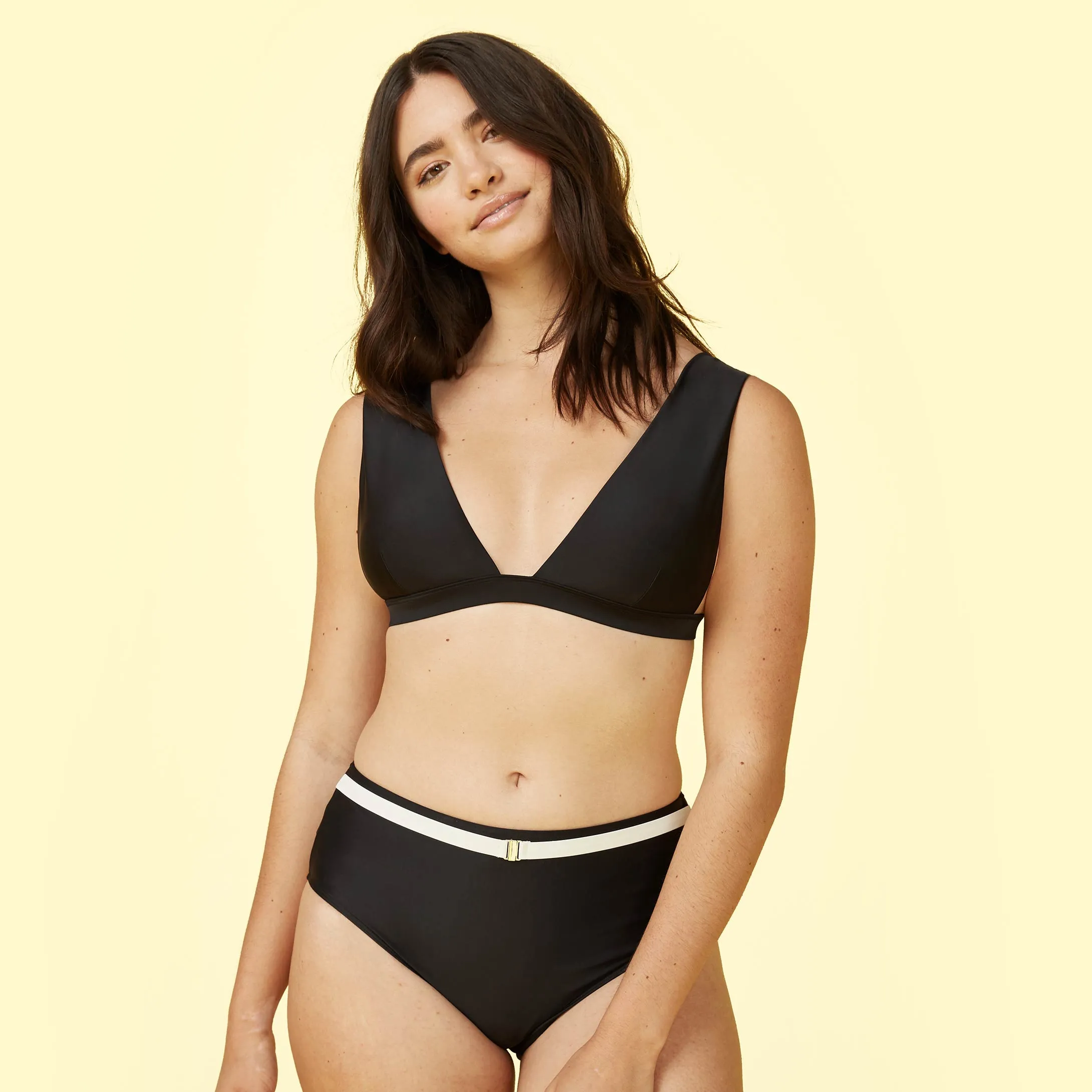 The Belted High Leg High Rise Bottom - Sea Urchin & White Sand sold by Summersalt