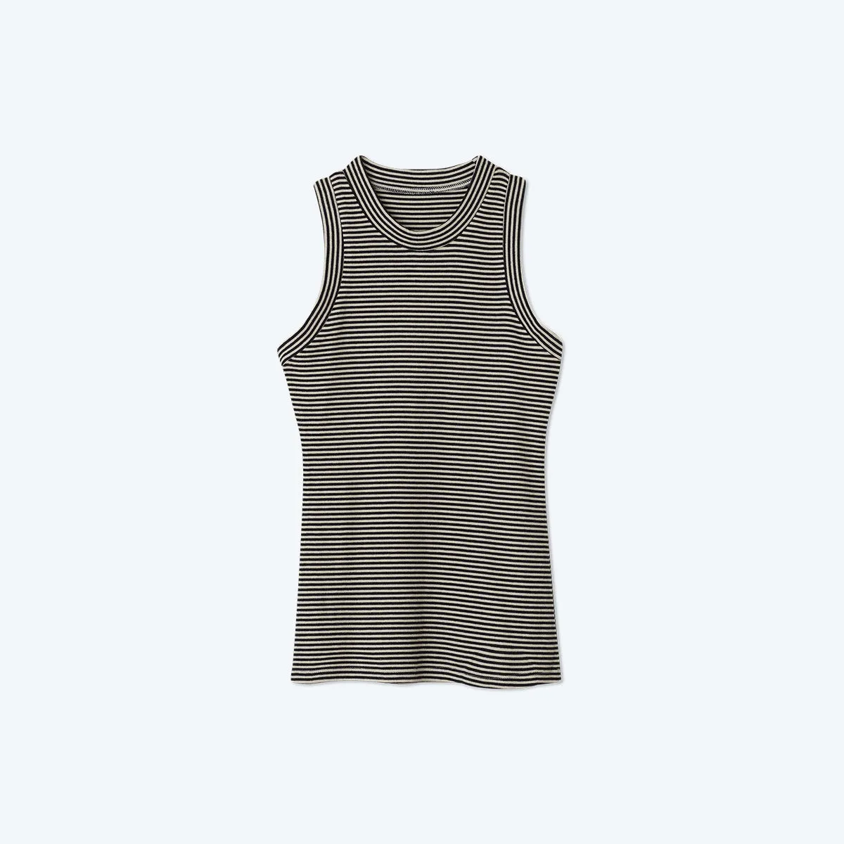 The Softest Ribbed Racerback Tank - Sea Urchin & Oatmeal Stripe sold by Summersalt