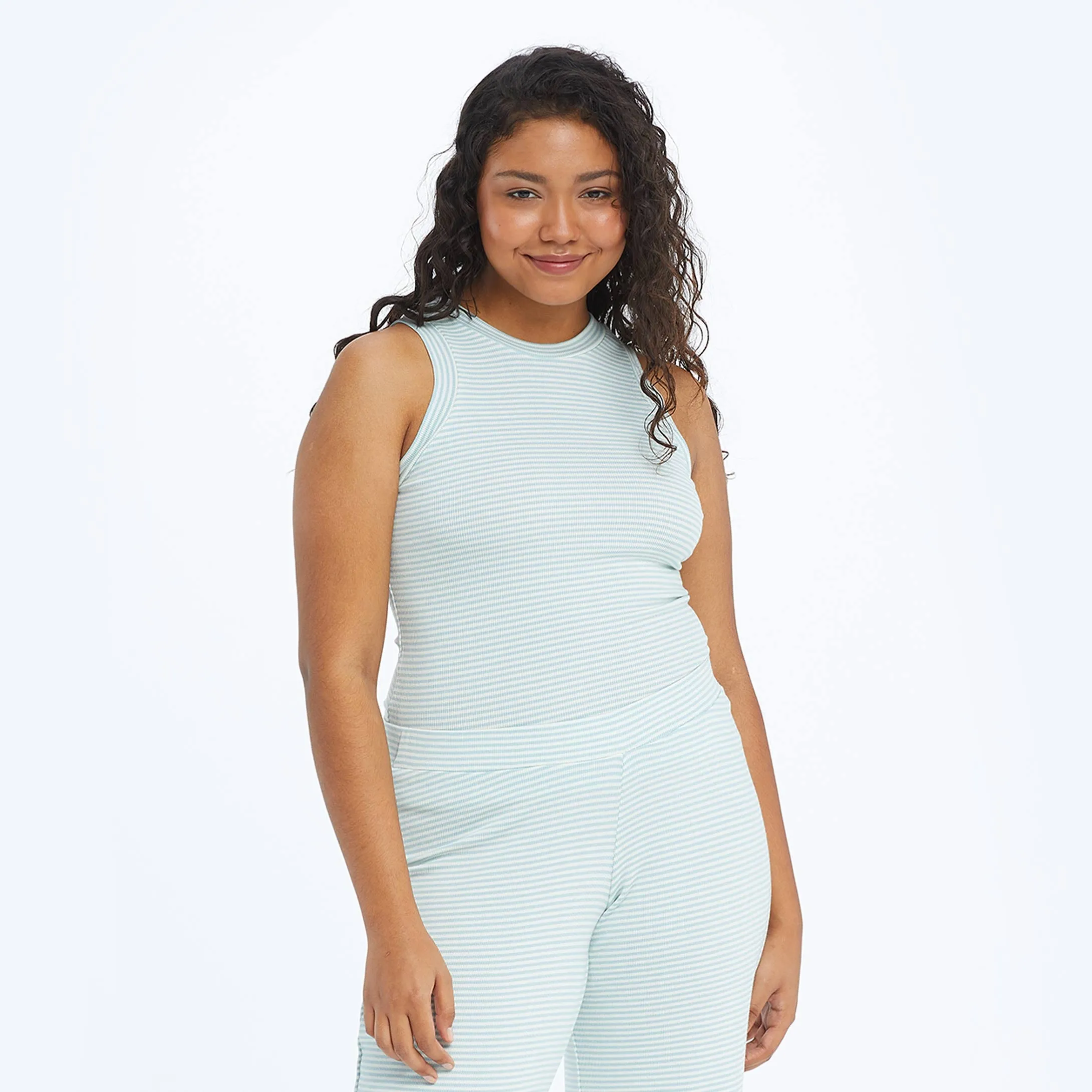 The Softest Ribbed Racerback Tank - Sage & White Sand Stripe sold by Summersalt product image thumbnail 2