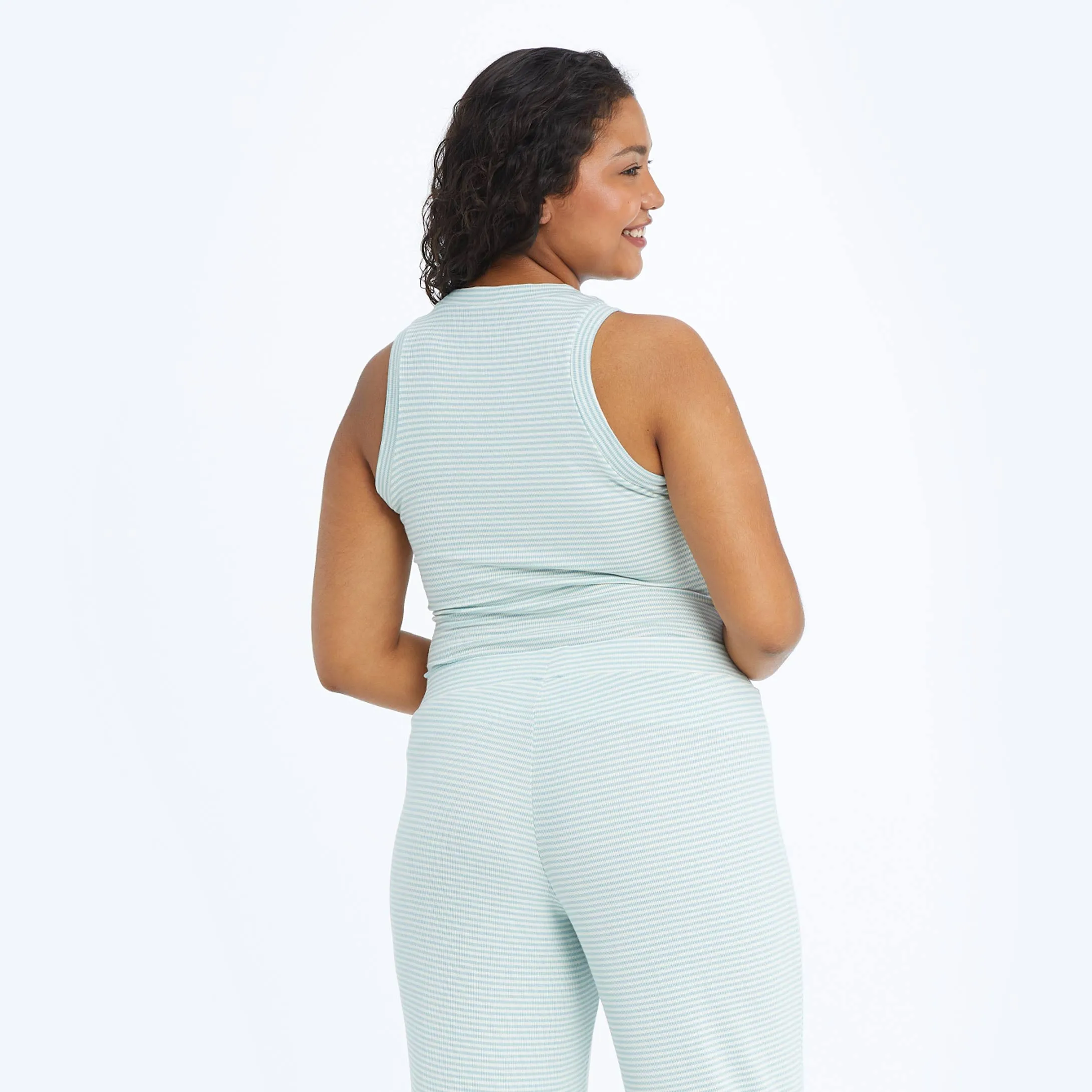 The Softest Ribbed Racerback Tank - Sage & White Sand Stripe sold by Summersalt product image thumbnail 3
