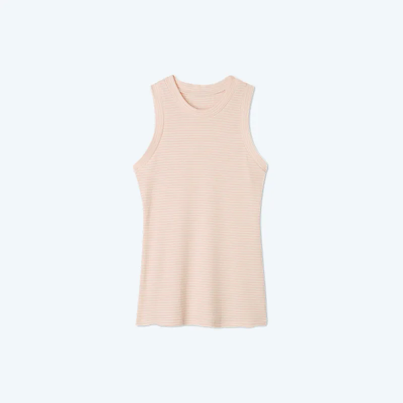 The Softest Ribbed Racerback Tank - Blush & White Sand Stripe sold by Summersalt