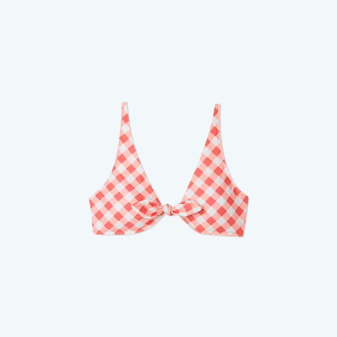 The Jetsetter Bikini Top - Gingham in Coral sold by Summersalt product image thumbnail 3