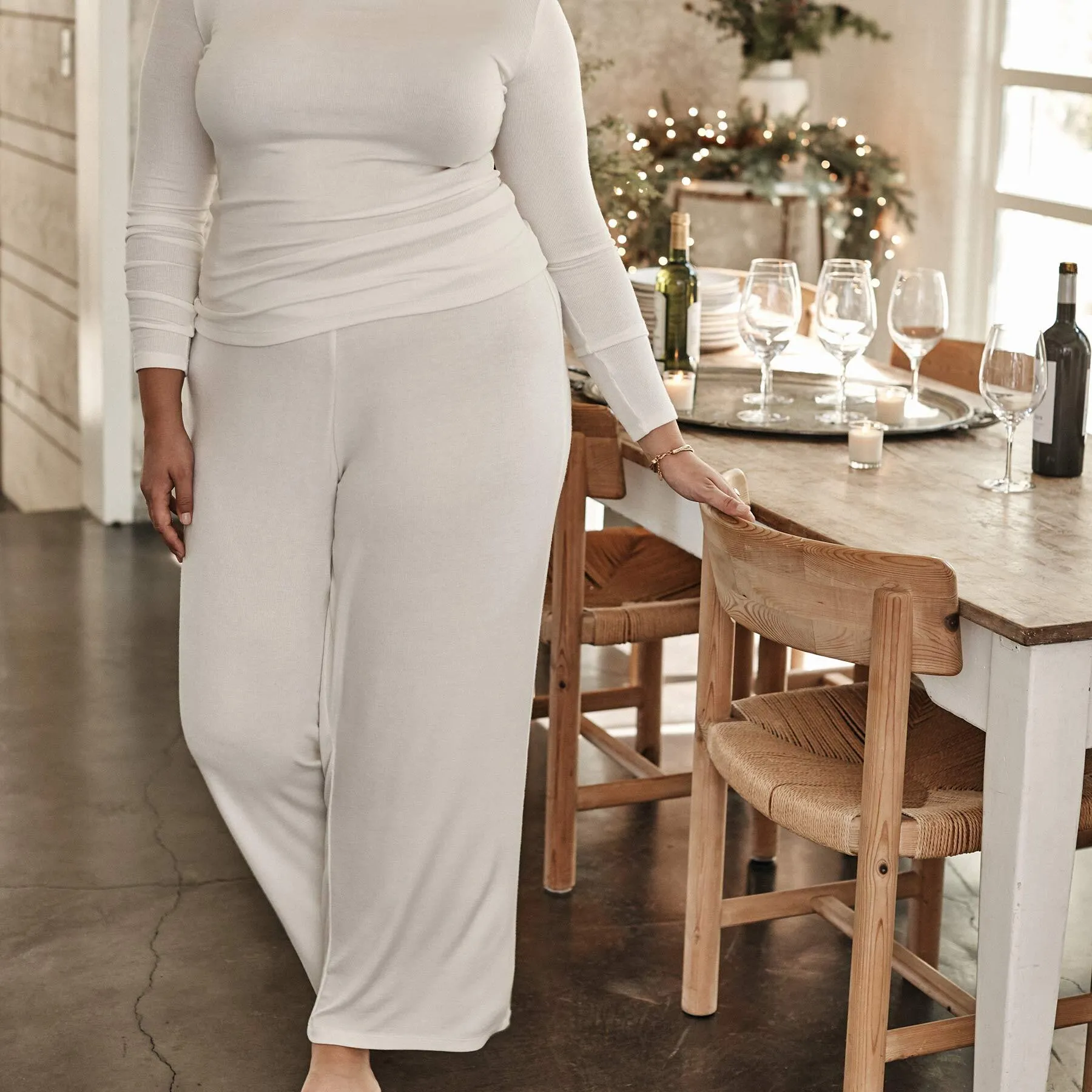 The Softest Ribbed Wide Leg Lounge Pant - White Sand sold by Summersalt product image thumbnail 5