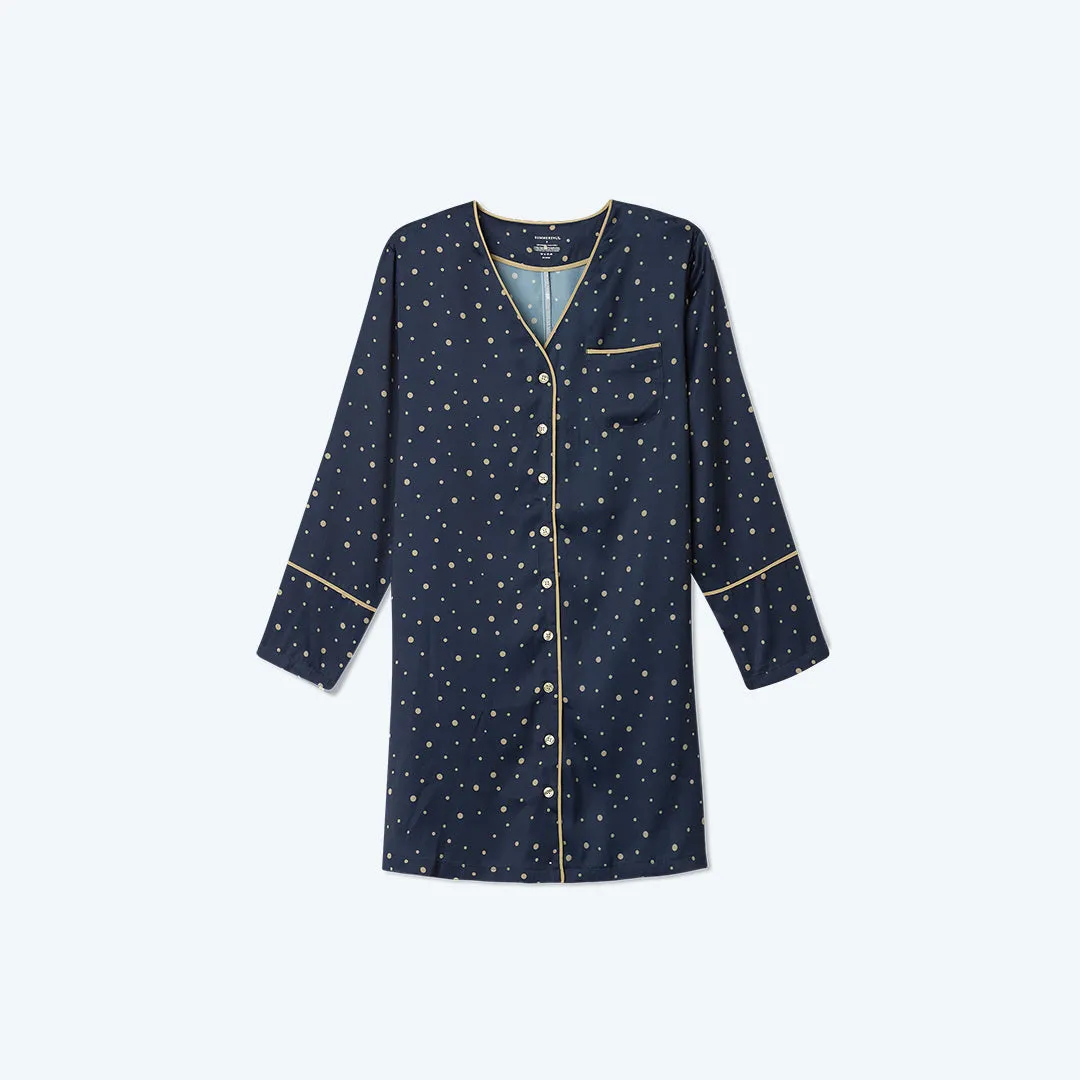 The Cloud 9 Boyfriend Sleep Shirt - Celestial Dot in Deep Sea & Gold sold by Summersalt product image thumbnail 5