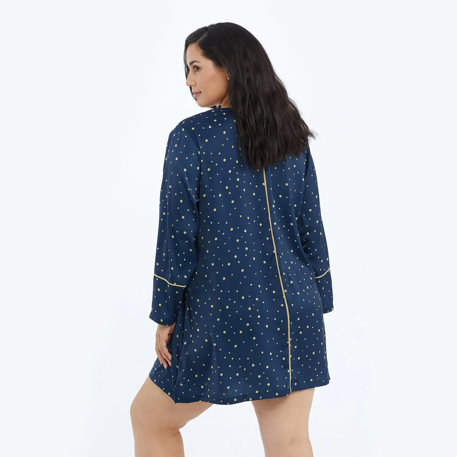 The Cloud 9 Boyfriend Sleep Shirt - Celestial Dot in Deep Sea & Gold sold by Summersalt product image thumbnail 4