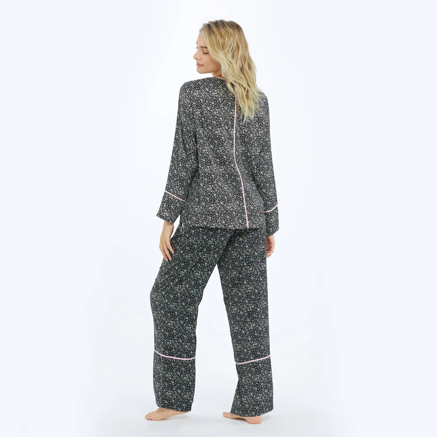 The Cloud 9 Silky Pajama Set - In Bloom in Sea Urchin & Pink Sky sold by Summersalt product image thumbnail 3