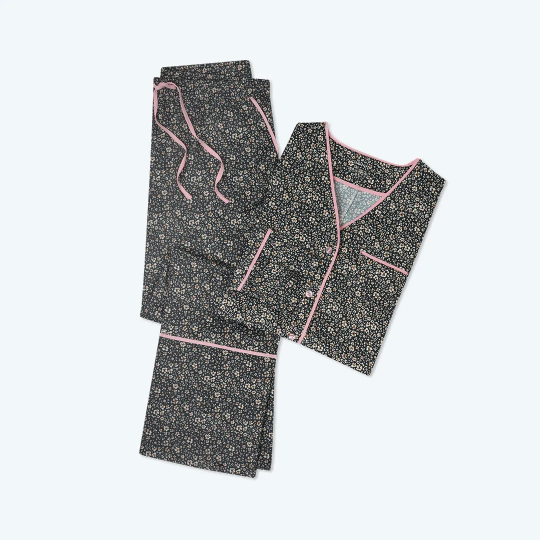 The Cloud 9 Silky Pajama Set - In Bloom in Sea Urchin & Pink Sky sold by Summersalt product image thumbnail 4