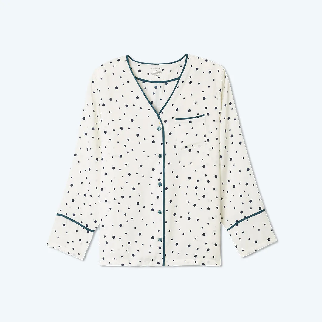 The Cloud 9 Silky Pajama Set - Celestial Dot in White Sand & Venetian sold by Summersalt product image thumbnail 5