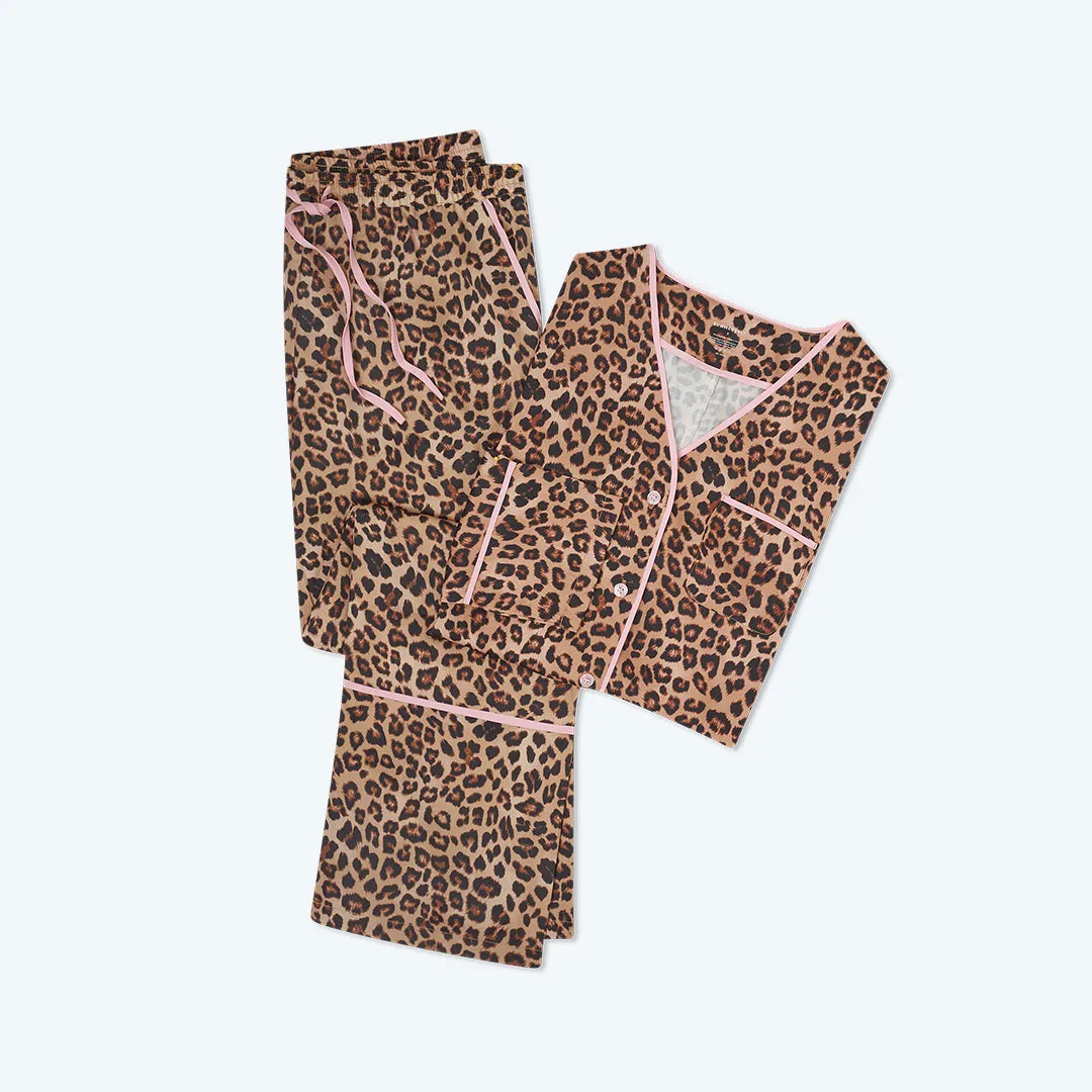 The Cloud 9 Silky Pajama Set - Leopard & Pink Sky sold by Summersalt product image thumbnail 3