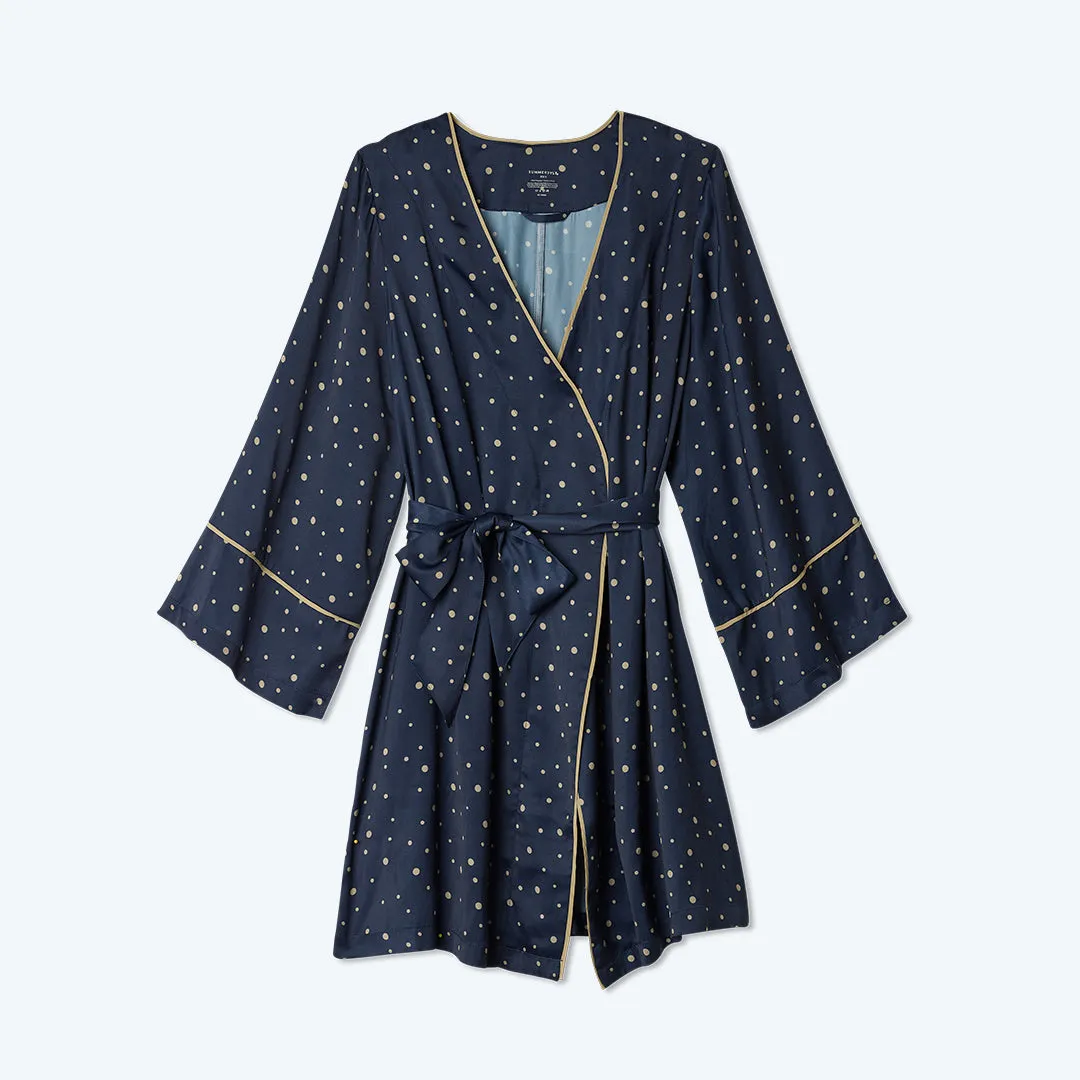 The Cloud 9 Silky Robe - Celestial Dot in Deep Sea & Gold sold by Summersalt product image thumbnail 5