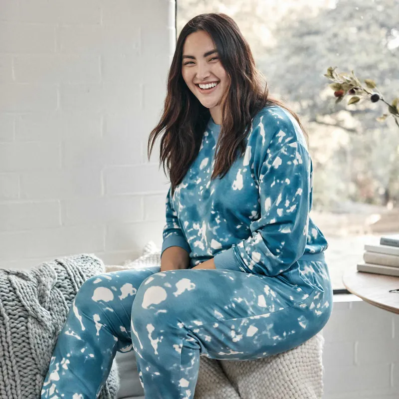 The Softest French Terry Relaxed Crew - Blue Horizon Tie Dye made by Summersalt