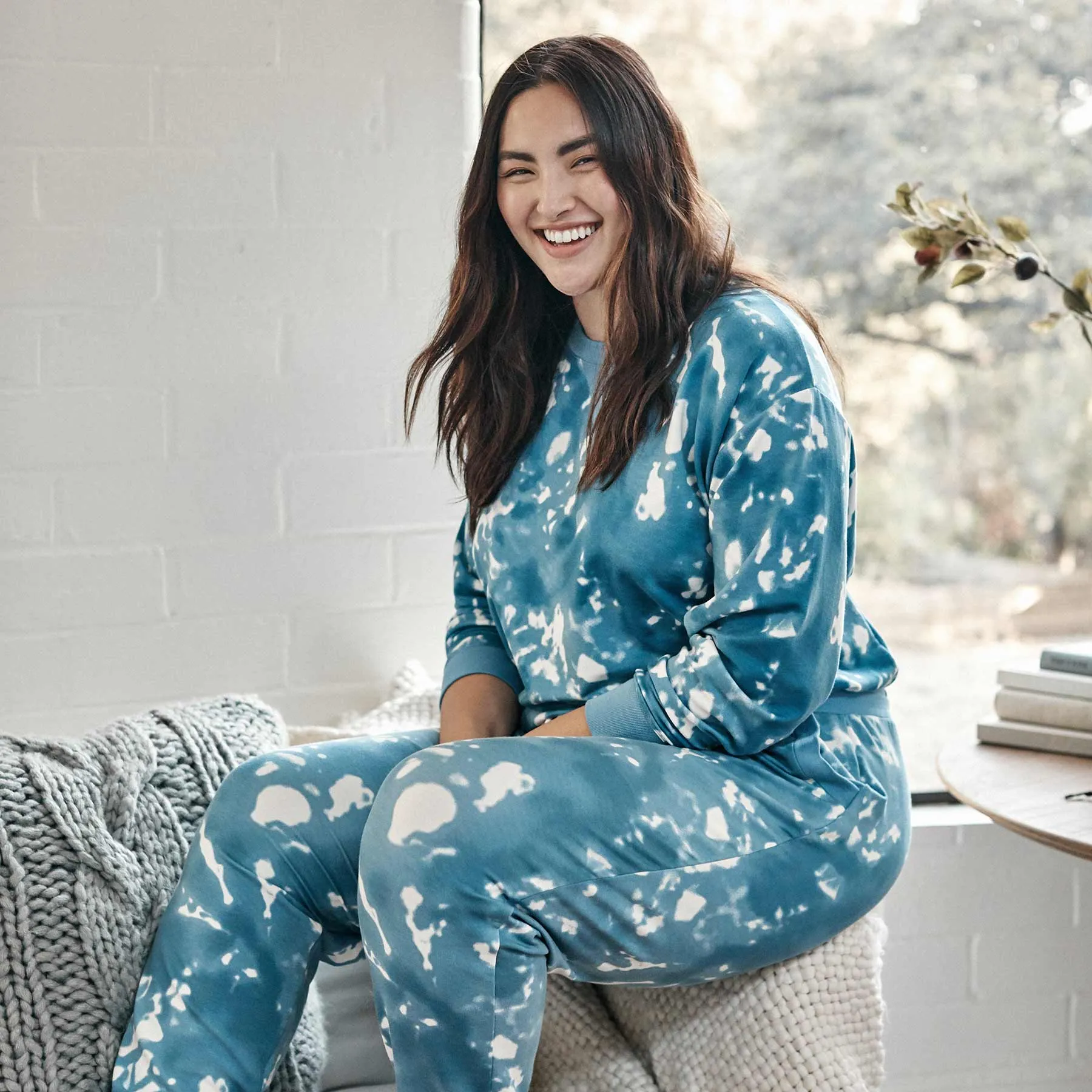 The Softest French Terry Relaxed Crew - Blue Horizon Tie Dye sold by Summersalt