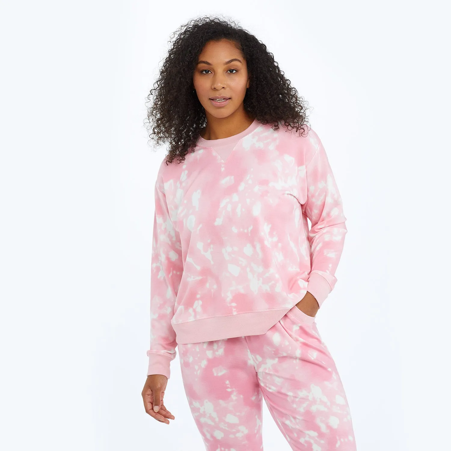 The Softest French Terry Relaxed Crew - Pink Sky Tie Dye sold by Summersalt product image thumbnail 2