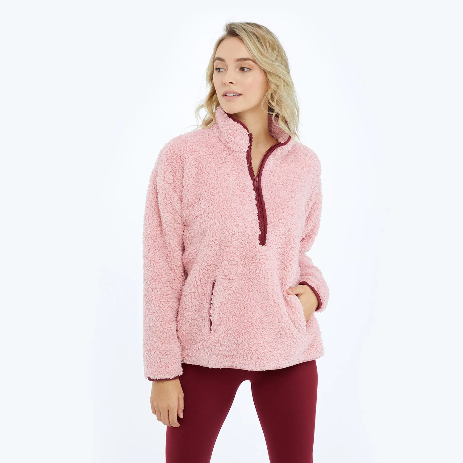 The Cozy High Pile Eco Fleece Half-Zip - Pink Sky & Pinot sold by Summersalt product image thumbnail 3