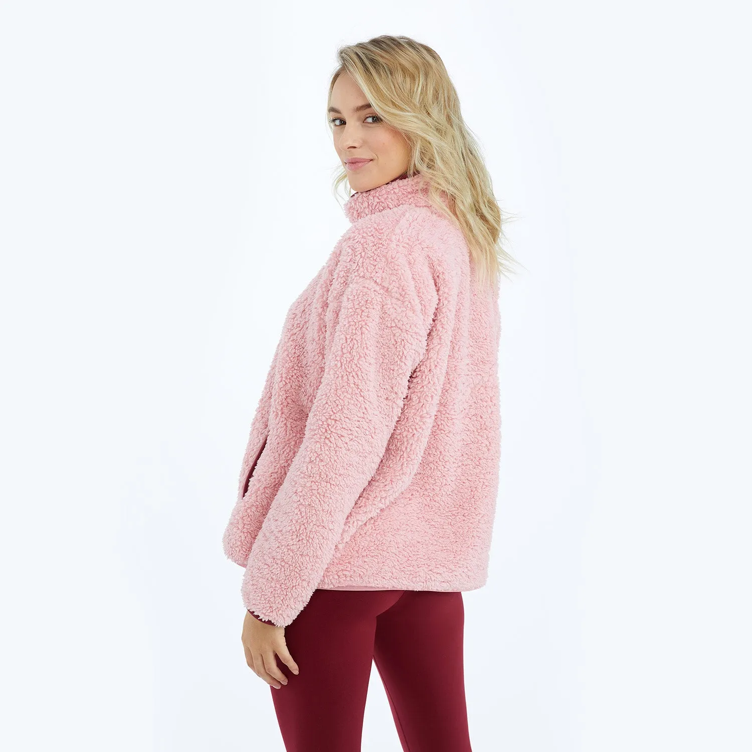 The Cozy High Pile Eco Fleece Half-Zip - Pink Sky & Pinot sold by Summersalt product image thumbnail 4