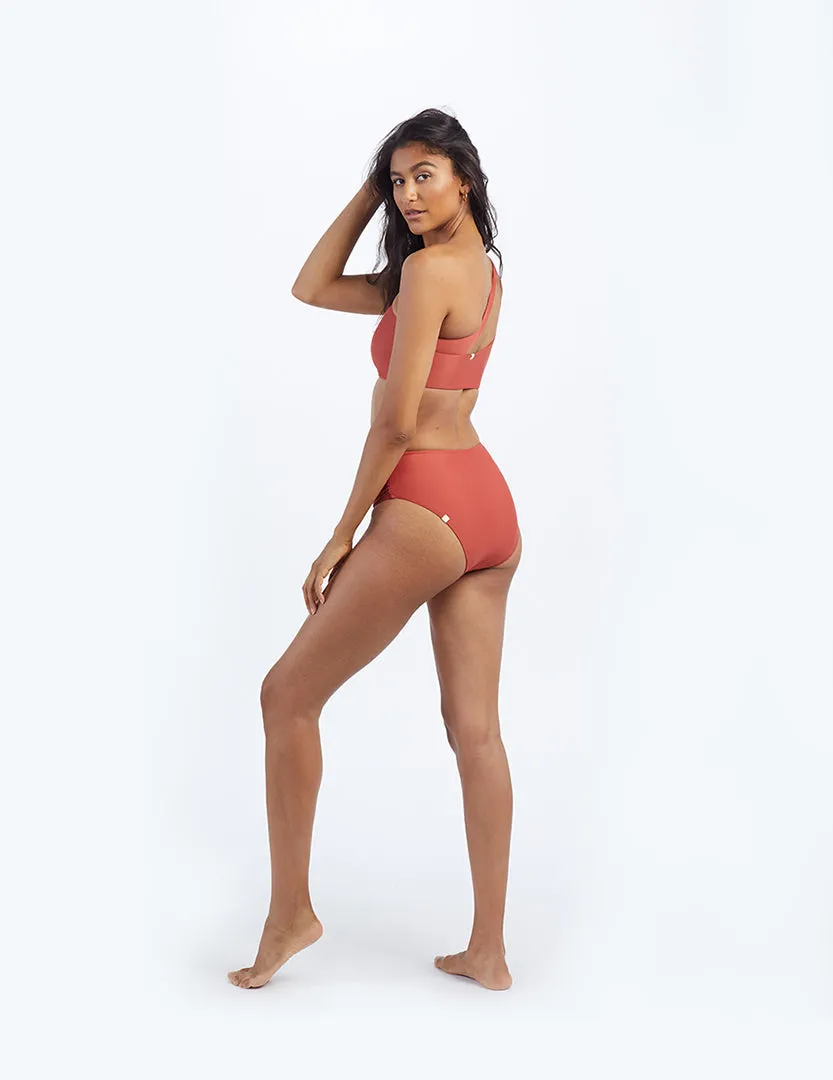 The Ruched High Leg High Rise Bottom - Terracotta sold by Summersalt product image thumbnail 4