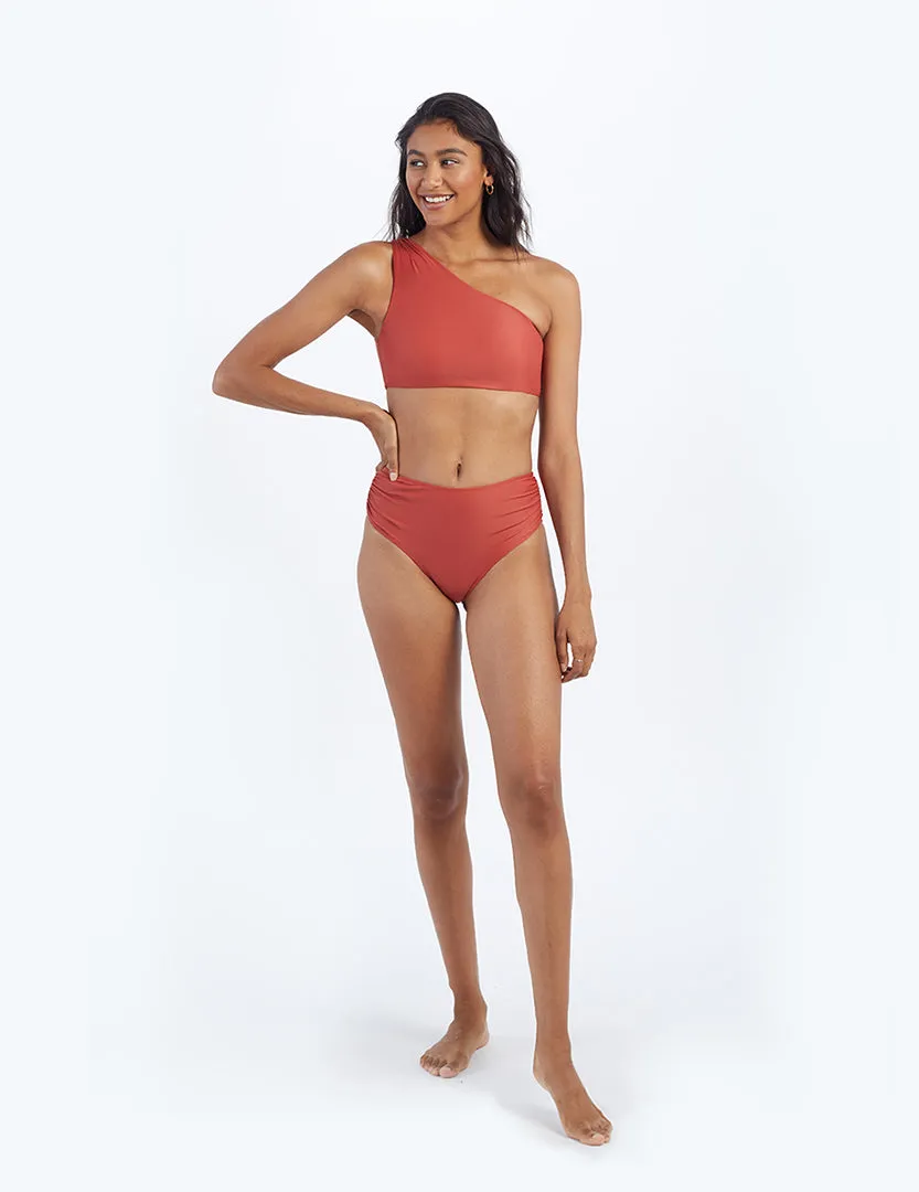 The Ruched High Leg High Rise Bottom - Terracotta sold by Summersalt product image thumbnail 3