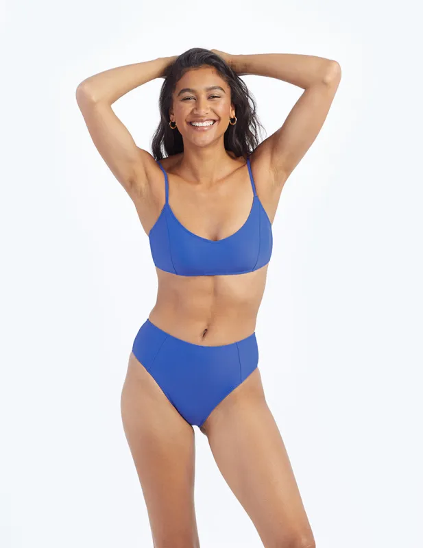 The Seamed High Leg High Rise Bottom - Hydrangea sold by Summersalt