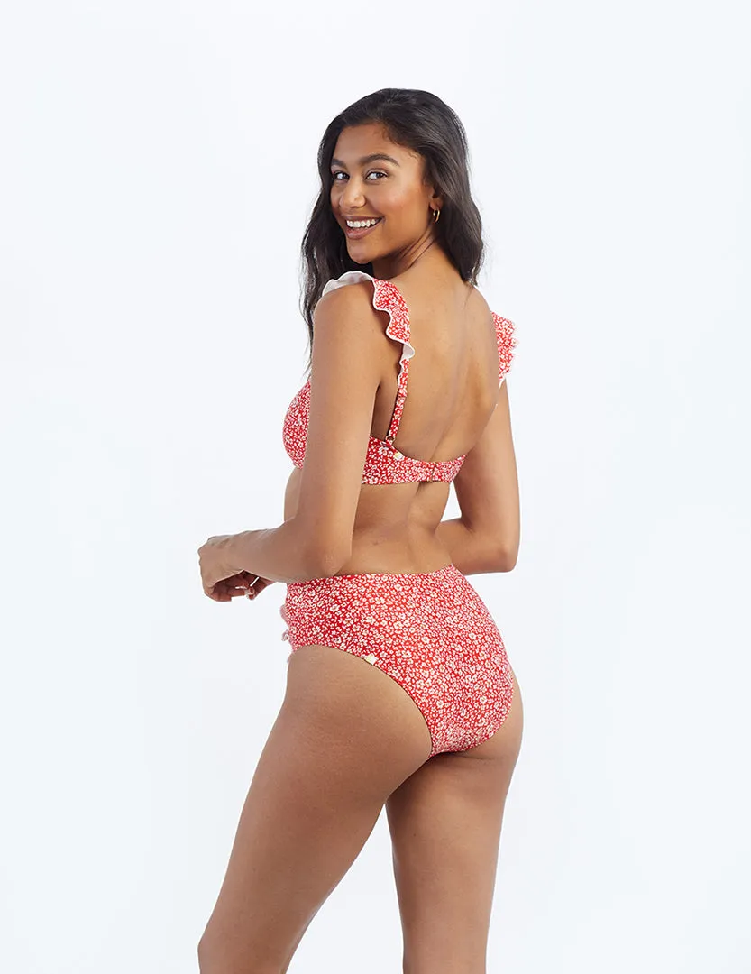 The Ruffle Oasis Bikini Top - In Bloom in Lava sold by Summersalt product image thumbnail 2
