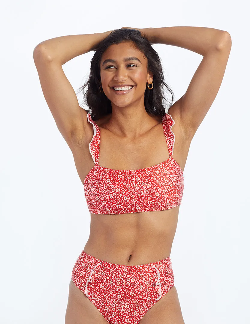 The Ruffle Oasis Bikini Top - In Bloom in Lava sold by Summersalt product image thumbnail 3