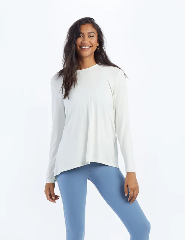 The Convertible Split Back Long Sleeve - White Sand made by Summersalt