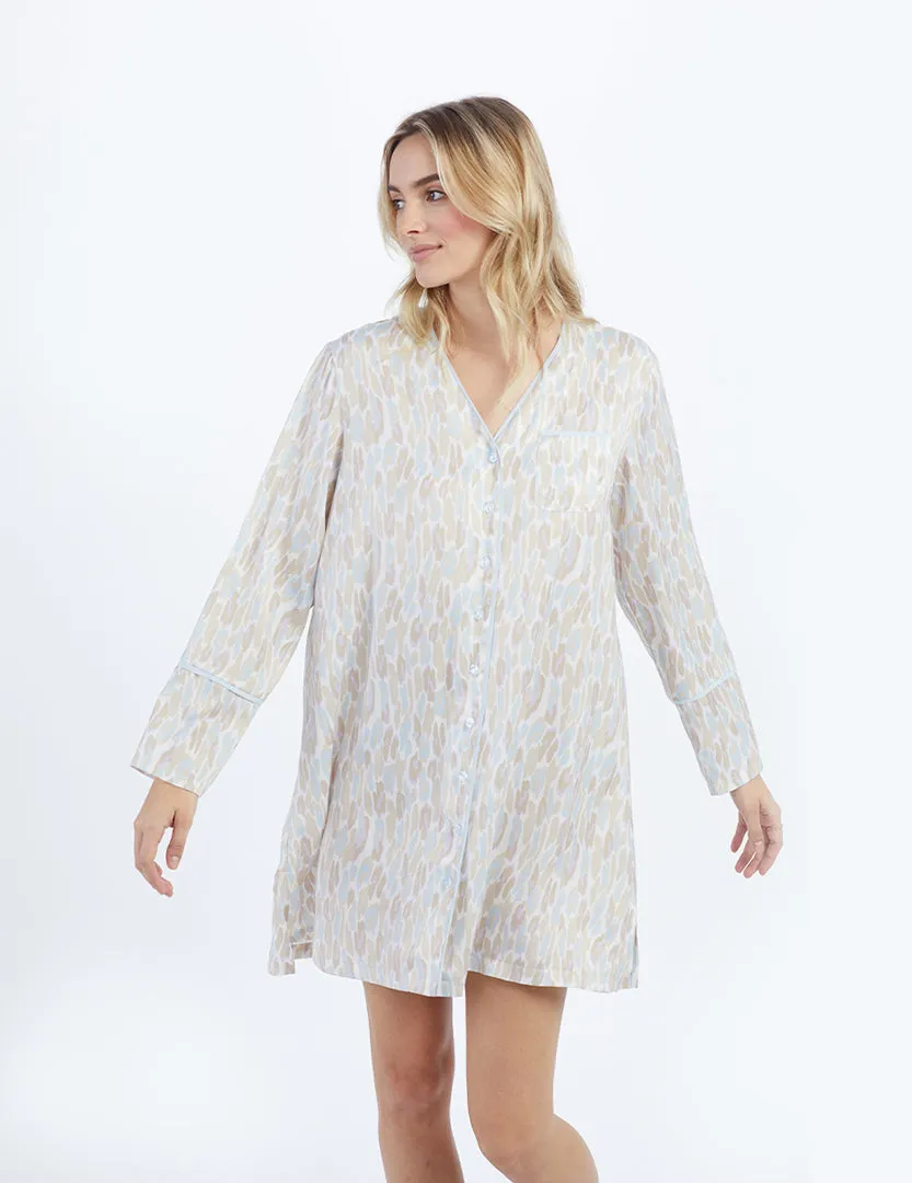 The Cloud 9 Boyfriend Sleep Shirt - Animal Print in Pastel sold by Summersalt