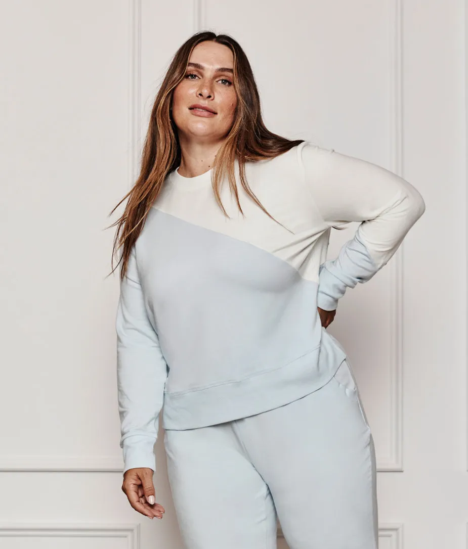 The Softest French Terry Pullover - Powder Blue & White Sand sold by Summersalt product image thumbnail 4