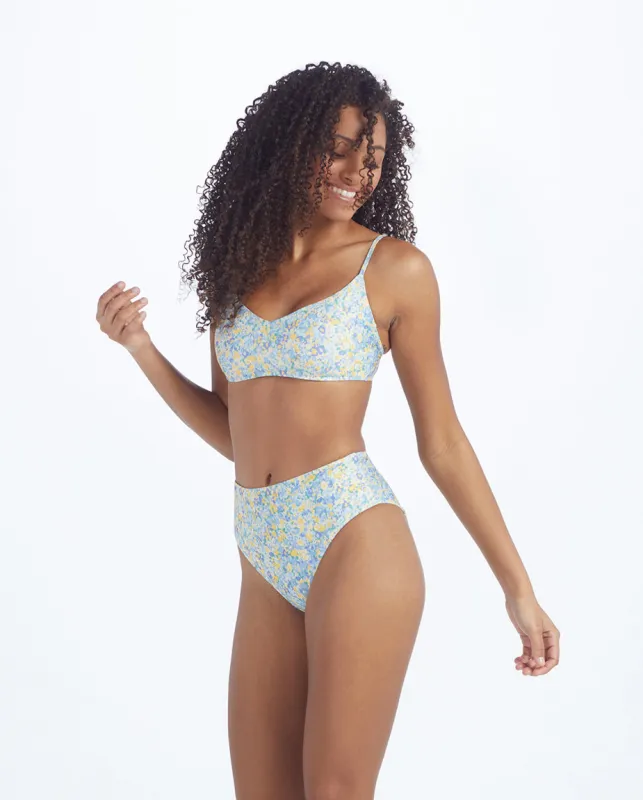 The High Leg High Rise Bottom - Painted Floral in Sunshine & Powder Blue sold by Summersalt