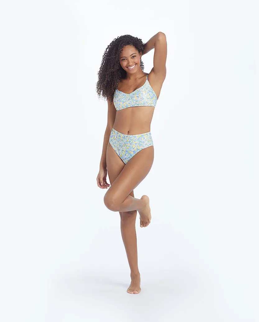 The High Leg High Rise Bottom - Painted Floral in Sunshine & Powder Blue sold by Summersalt product image thumbnail 5