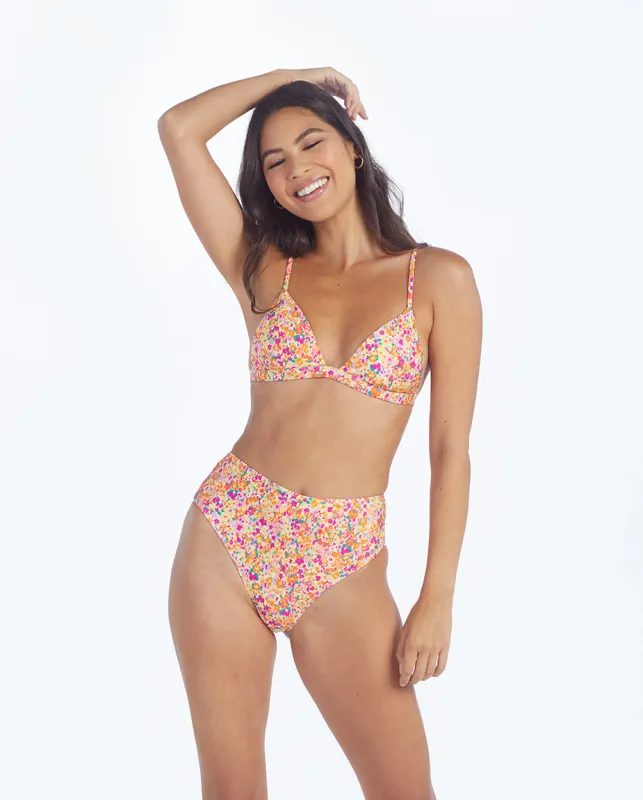 The Triangle Bikini Top - Painted Floral in Lava & Hibiscus made by Summersalt