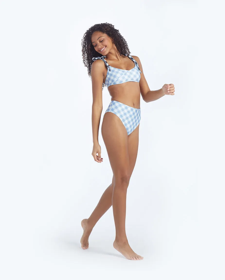 The High Leg High Rise Bottom - Gingham in Cloud sold by Summersalt product image thumbnail 3