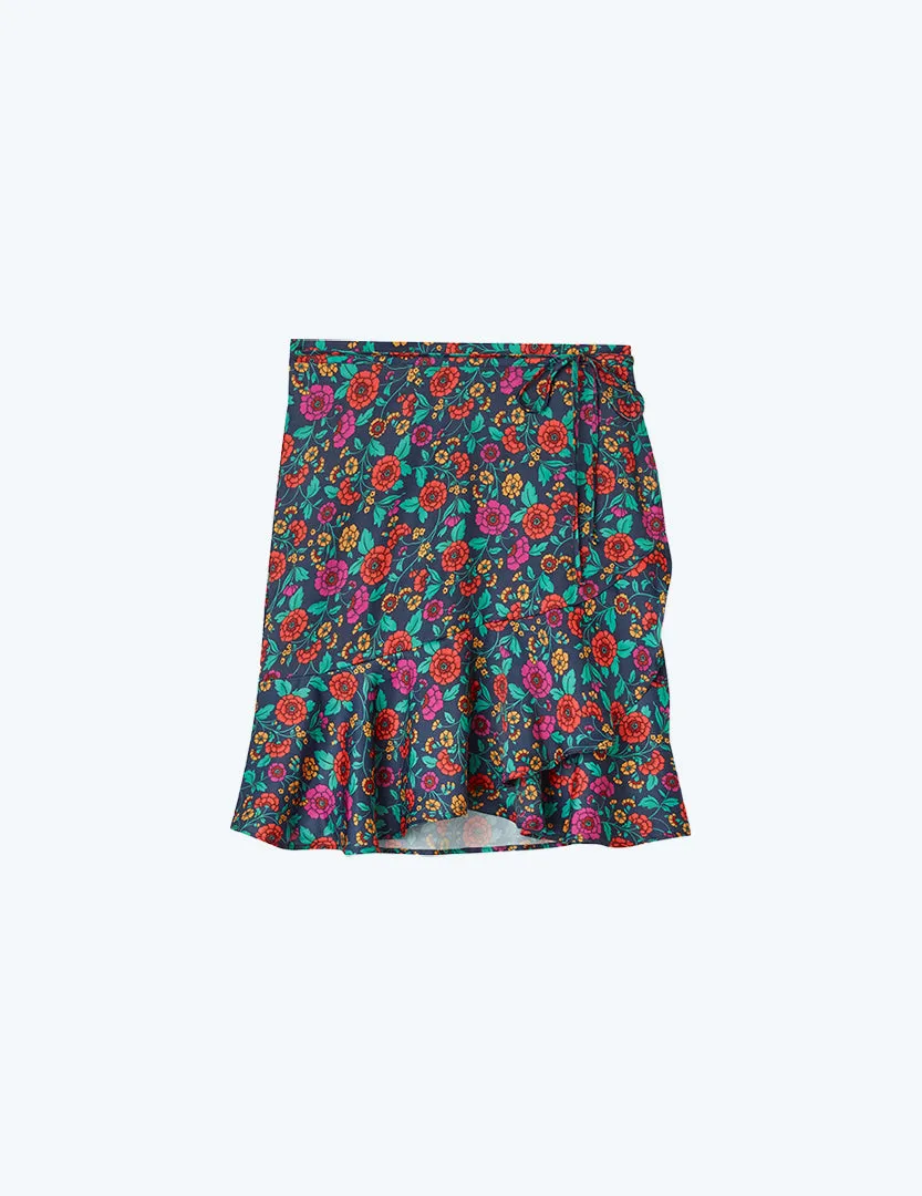The Short Beach to Brunch Wrap Skirt - Midnight Bloom sold by Summersalt product image thumbnail 4