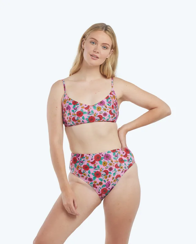 The Seamed High Leg High Rise Bottom - Morning Bloom sold by Summersalt