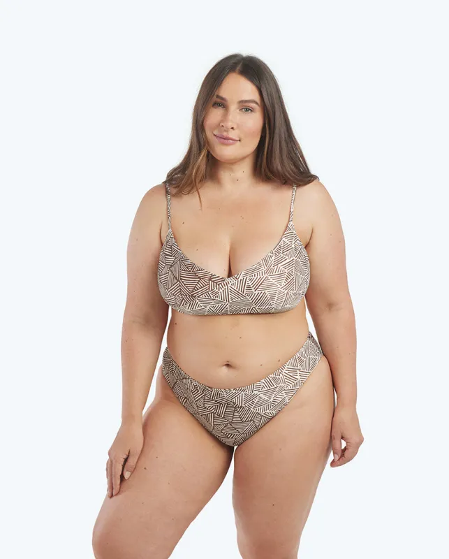 The Diagonal Mid Rise Bottom - Lines in the Sand sold by Summersalt