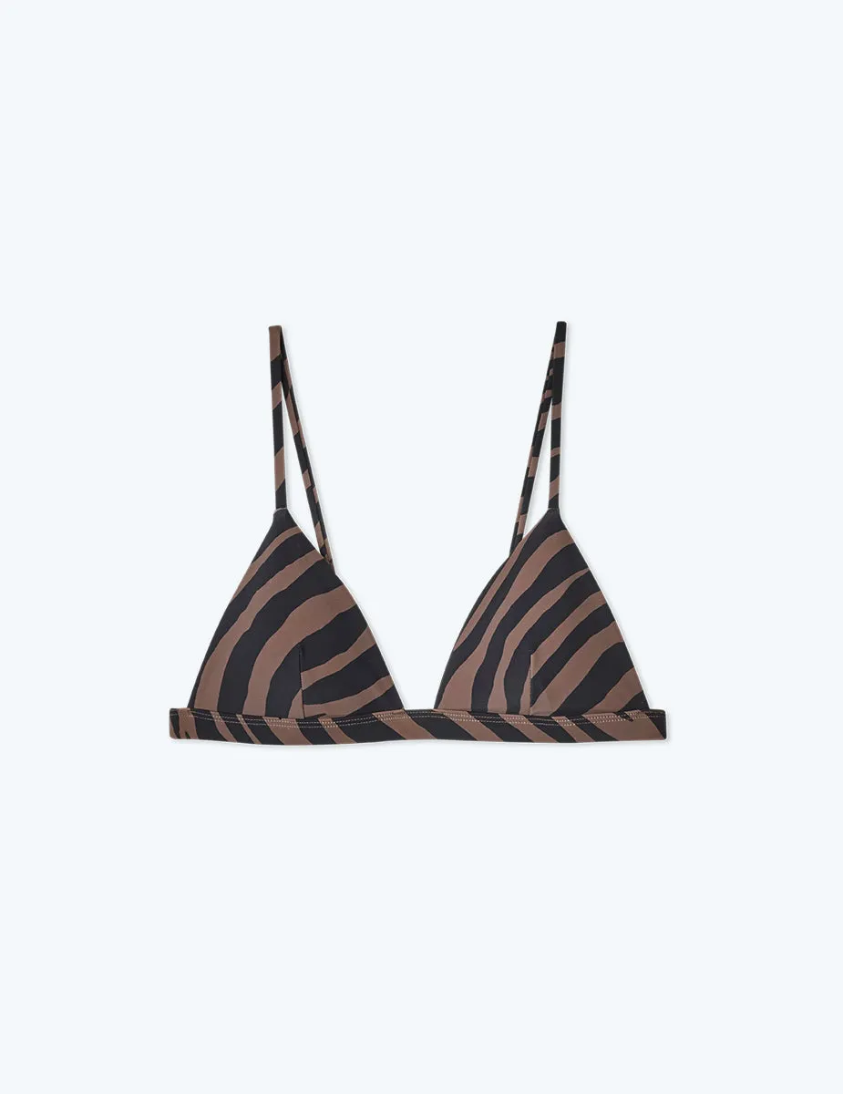 The Triangle Bikini Top - Modern Zebra in Chocolate & Sea Urchin sold by Summersalt product image thumbnail 5