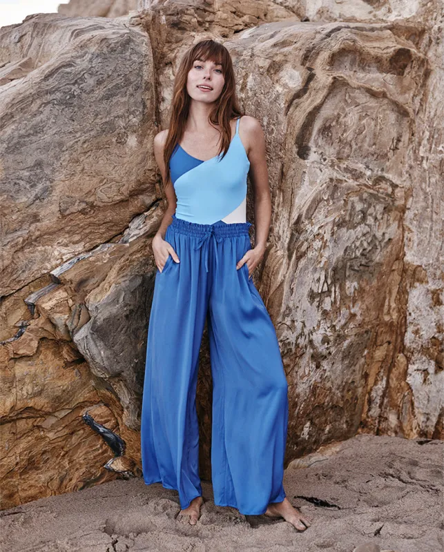 The Palazzo Pant With Ties - Blue Mountain sold by Summersalt